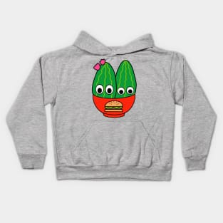 Cute Cactus Design #244: Prickly Pear Cacti In Burger Bowl Kids Hoodie